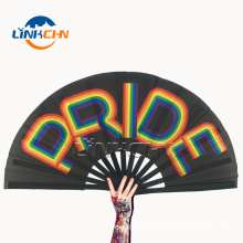 promotional bamboo fabric hand fan printed as gift